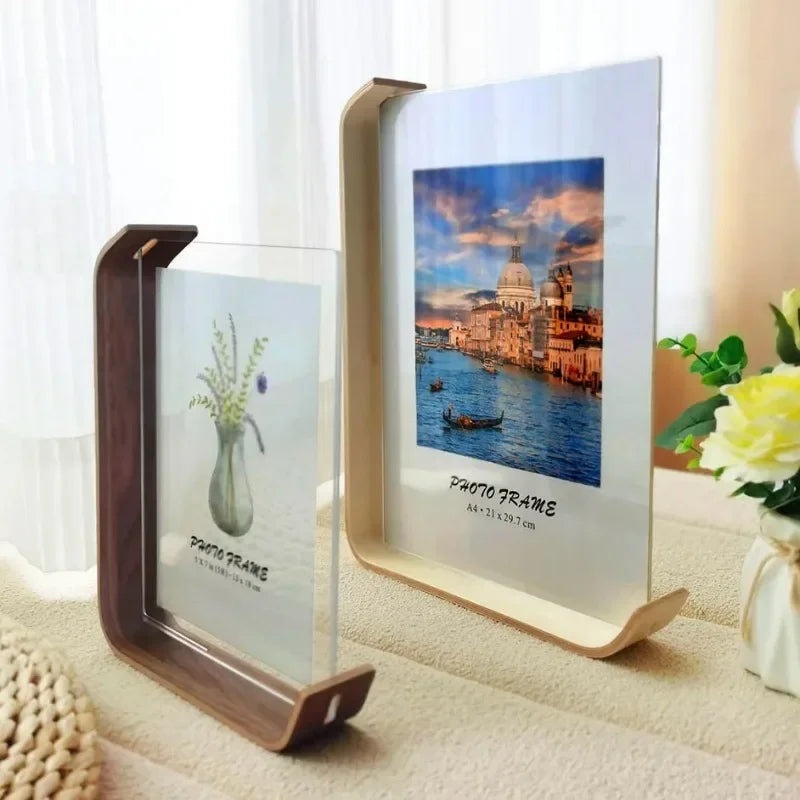 Wooden Picture Frame Swing Table DIY Transparent Herbarium Display Frame Acrylic Double Sided Personalized Photo Box Home Decor