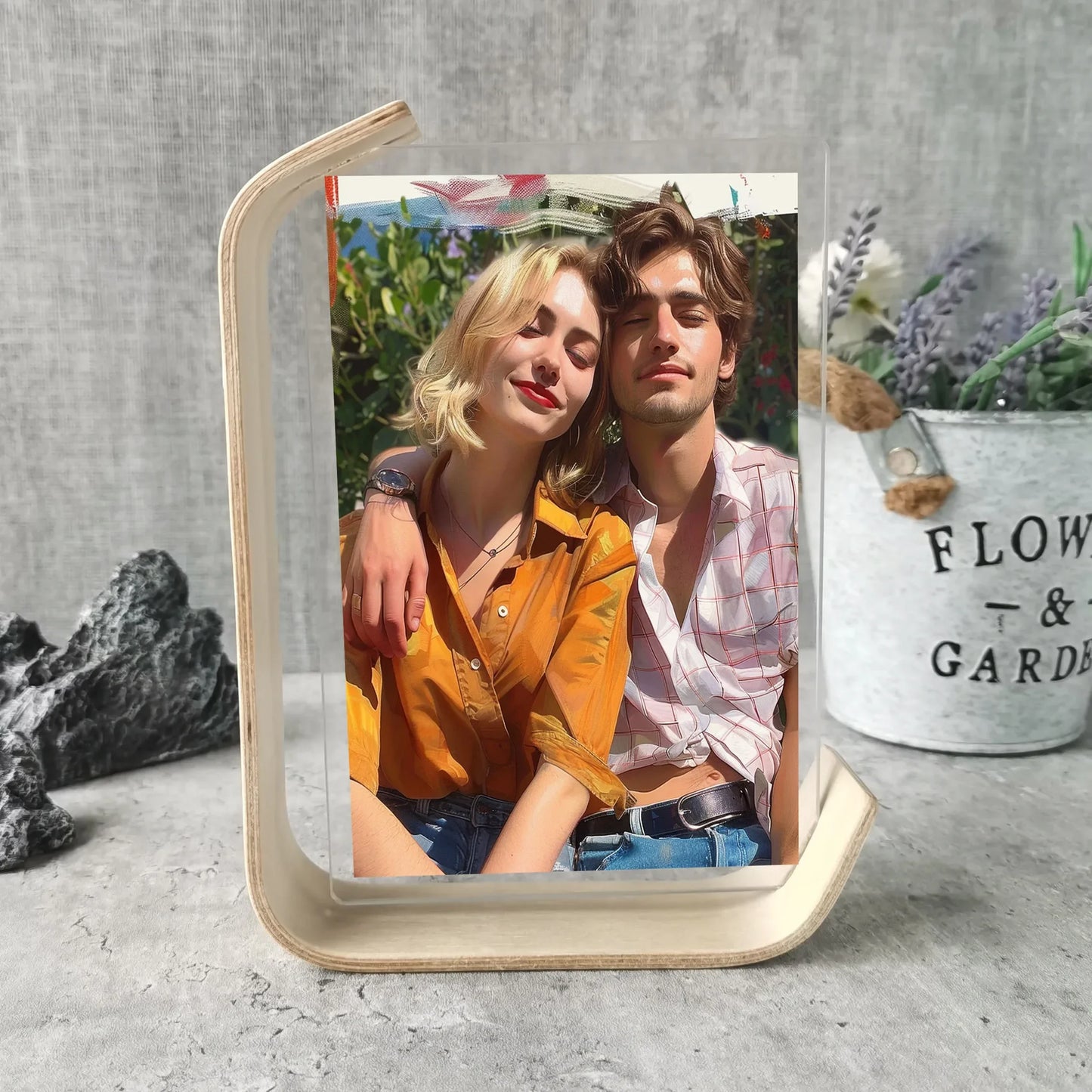 Wooden Picture Frame Swing Table DIY Transparent Herbarium Display Frame Acrylic Double Sided Personalized Photo Box Home Decor