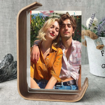 Wooden Picture Frame Swing Table DIY Transparent Herbarium Display Frame Acrylic Double Sided Personalized Photo Box Home Decor